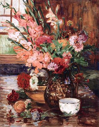 Still Life with Gladiolas and Zinnias