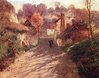 Windswept Road on an Autumn Day
