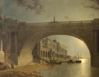 Night View of Somerset House and Waterloo Bridge, London