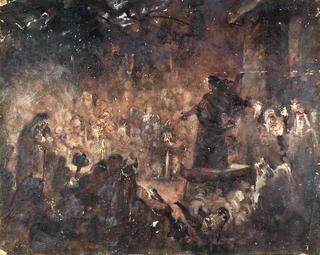 Goths Warriors Gathered Before the Temple
