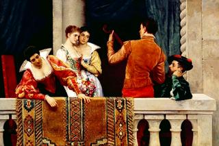 An elegant party on a balcony in Venice