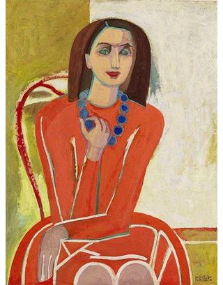 Study for Self-Portrait In Orange With Blue Necklace