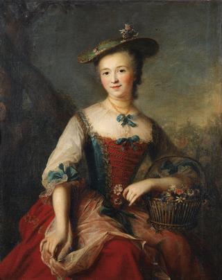 Portrait of a Lady Holding a Flower Basket