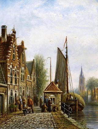 Daily Activities in a Sunlit Dutch Town