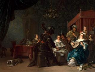 Interior scene with people making music