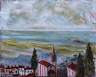 European Coastal Town Looking Out to Sea