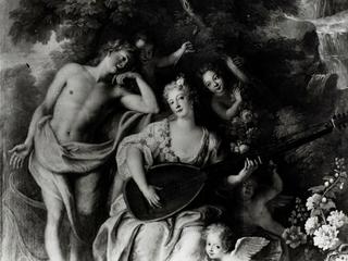 La Maréchale de Villars jouant du théorbe, detail