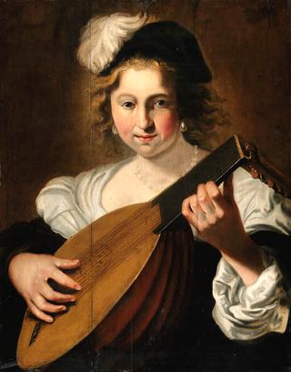 A Lady Playing A Lute