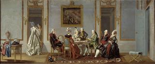 Gustavian Style Interior with Cardplayers