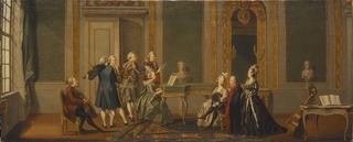 Gustavian Style Interior with a Musical Party