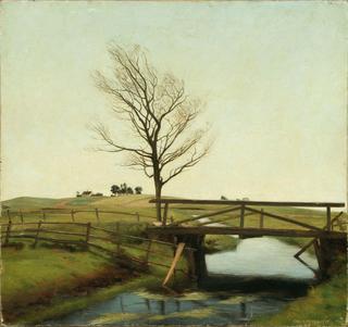 Landscape with bridge across stream