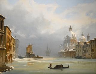 Venice, a View of the City under Snow with the Church of the Salute