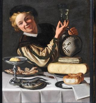 A kitchen still life with a boy