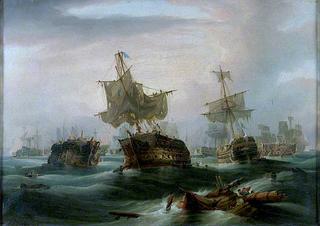 特拉法加战役，1805年10月21日：舰队在下午4:30的位置
