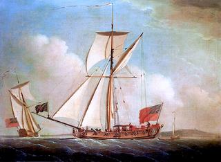 English Cutter-Rigged Yacht in Two Positions