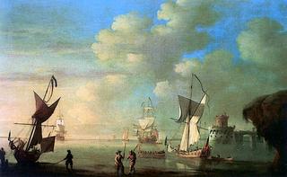 A Royal Yacht and Other Shipping off the Coast