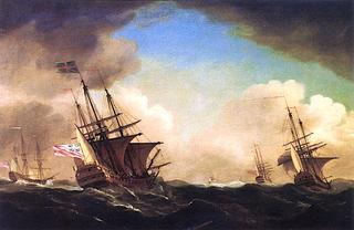 A Squadron of English Ships Beating to Windward in a Gale (after W. V. Velde Jr.)