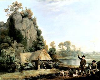 Two Gentlemen Going a Shooting, with a View of Creswell Crags, Taken on the Spot