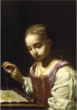 Girl Sewing
