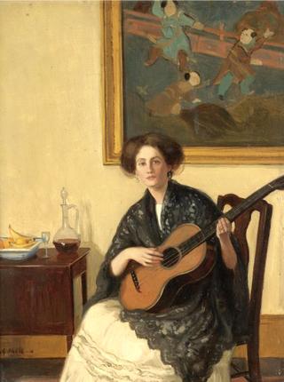 The Artist's Wife Ethel Playing the Guitar