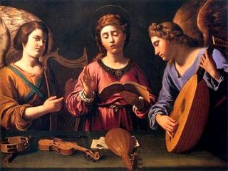 St. Cecila With Two Angels