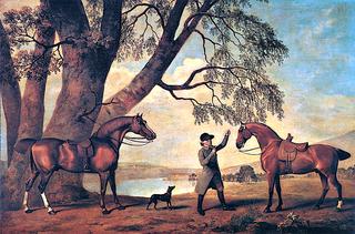 彼得·贝克福德的两个猎人带着一只新郎和一条狗