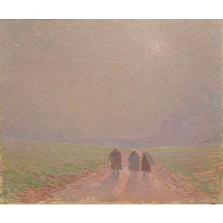 Three Peasants under a Pink Sky