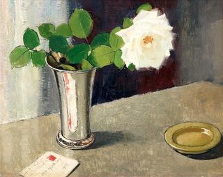 Still-life with White Rose and a Letter