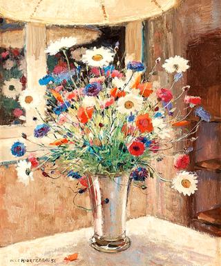 Meadow Flowers in a Silver Beake