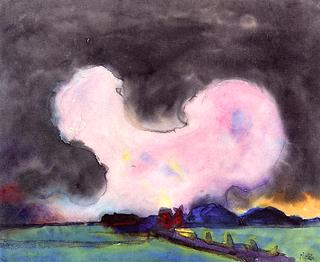 Marsh Landscape: Bright Cloud over a Farm