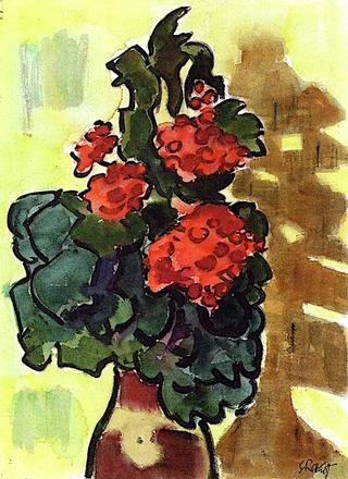 Red Flowers on a Yellow Background