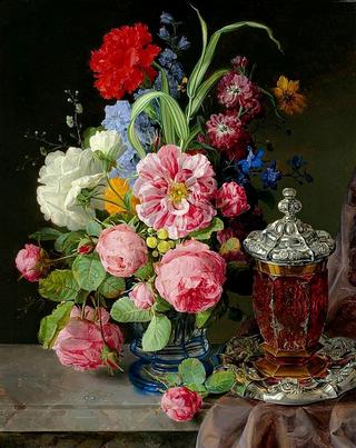 Flowers in a Blue Vase