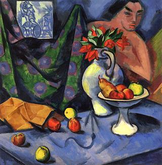 Still Life with Nude, Tile and Fruit (recto)