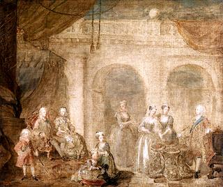 乔治二世和家人，在一个室内（素描）