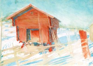 Outhouse in winter sun