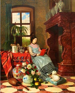 Reading by the Fireplace