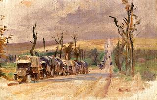 Flanders, Sketch of a Road with Lorries
