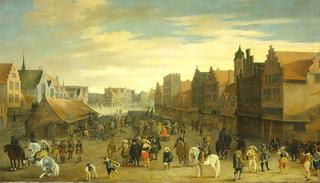 The disbanding of the 'waardgelders'  by Prince Maurice on the Neude, Utrecht, 31 July 1618
