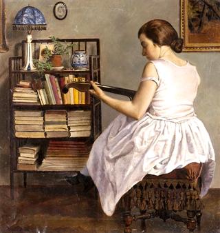 Seated woman with mandolin
