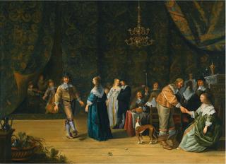 An Elegant Company Making Merry in an Interior