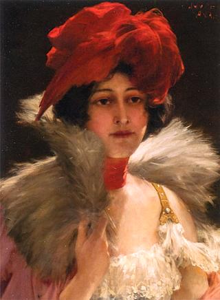 Portrait of a Woman in a Feather Hat