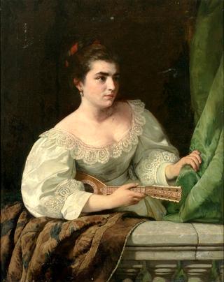 Portrait einer jungen Frau mit mandoline