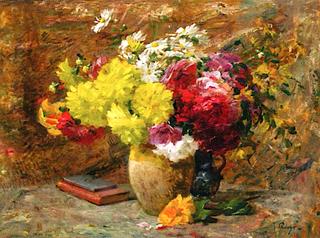 Chrysanthemums in an Earthenware Pot