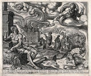 The torments of Job under a swirling sky dominated by God