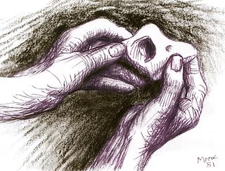 Artist's Hands Holding Bone