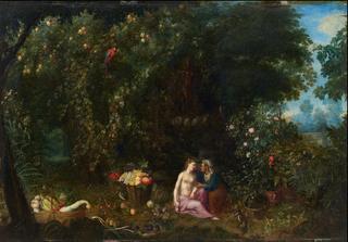 Vertumnus and Pomona in a Landscape