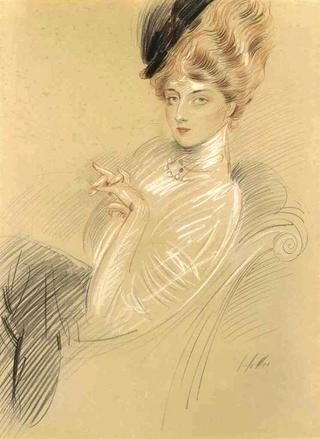 Portrait de Marthe Letellier au chapeau black