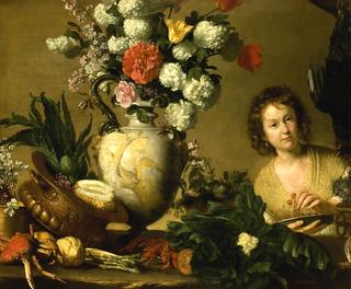 Still Life with a Figure Holding a Plate of Cherries