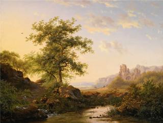 Figures on the Waterfront in a Summer Landscape