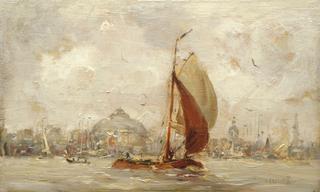 Barge in the Harbor of Amsterdam